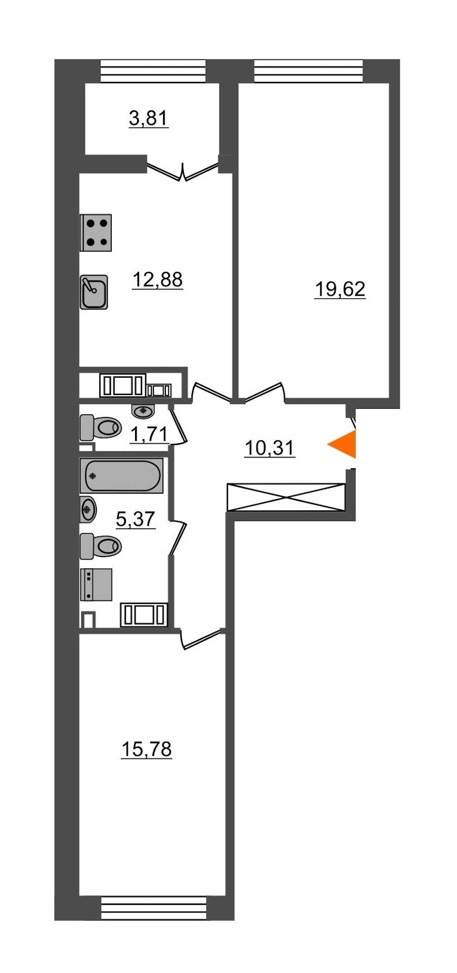 Двухкомнатная квартира в : площадь 65.67 м2 , этаж: 4 – купить в Санкт-Петербурге
